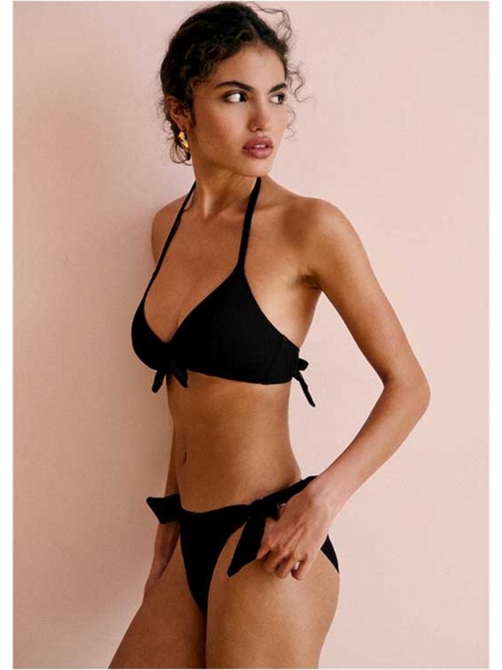 Sezane x Yse US 6 Chanson Dete black triangle knot swim bikini top